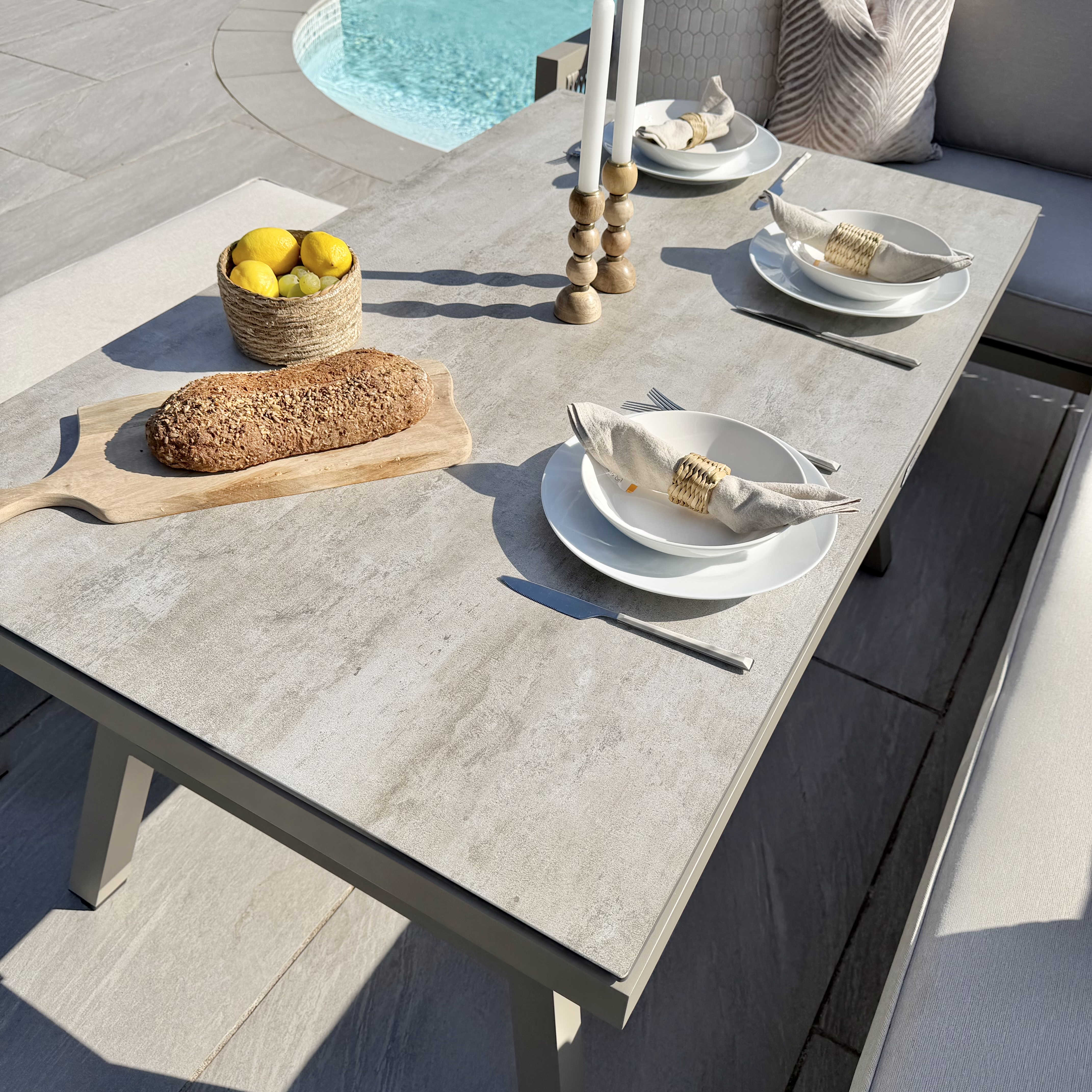 Chimes - Seville Aluminium Casual Corner Dining Set - Left Hand - Champagne